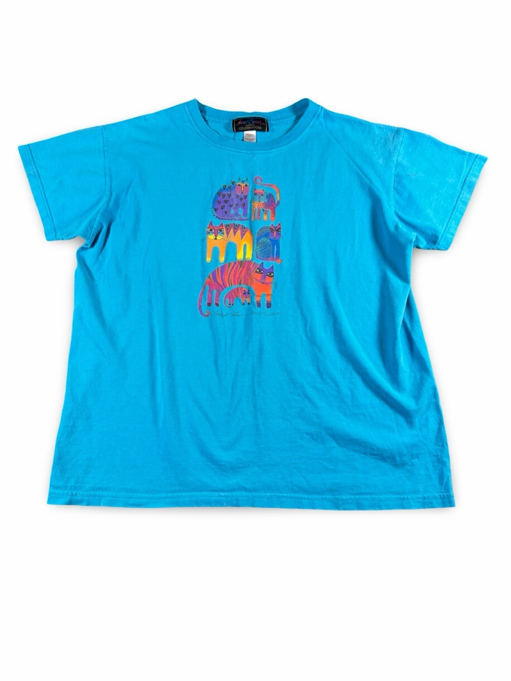 80’s Vintage Laurel Burch “Fantastic Felines” Tee Large Celebrations 100% Cotton